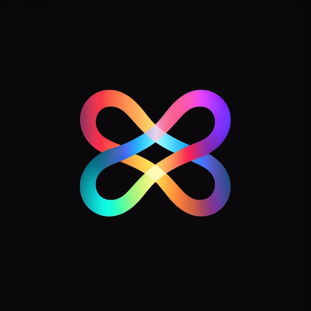 Foto infinite fusion un logo postmoderno minimalista che riflette l'unità su una tela arcobaleno