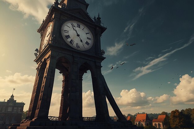 Photo infinite time clock tower reaching skyward