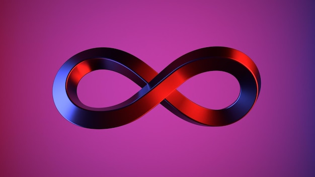 Infinity neon sign on colorful background Premium Photo