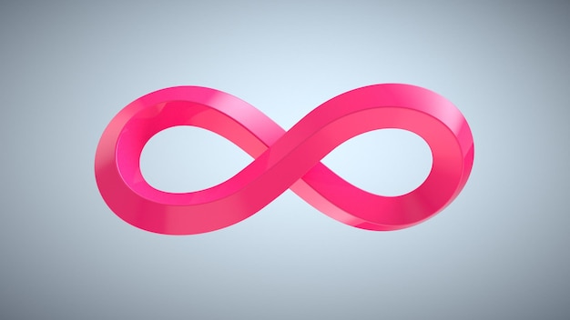 Infinity pink sign on grey background Premium Photo