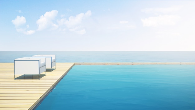 Photo infinity pool comfort sofas