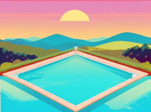 Photo infinity pool illusion blending with the horizon