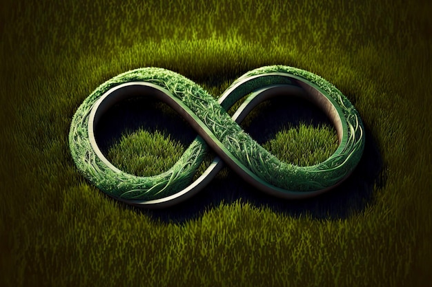 Infinity sign of green grass as concept for future success and prosperity