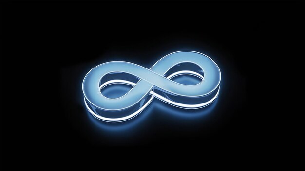 Photo infinity sign hologram in blue isolated