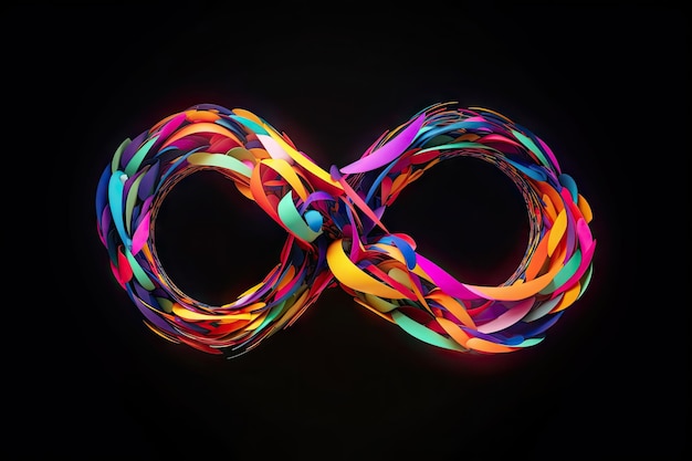 Infinity sign made of colorful abstract shapes