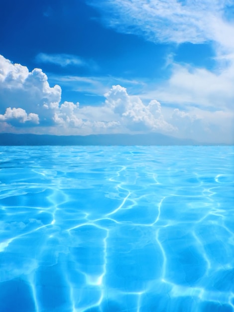 Infinity swimming pool with sea and mountain view