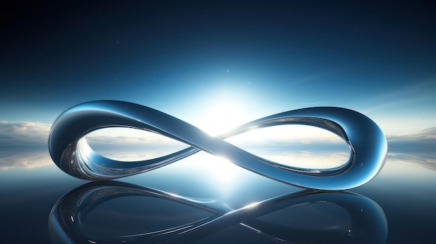 Foto simbolo dell'infinito sullo sfondo del cielo blu illustrazione di rendering 3d generative ai