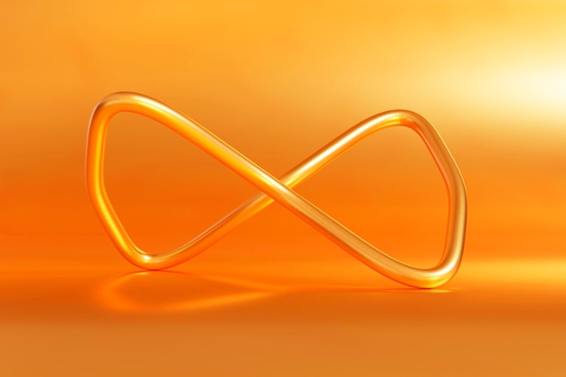 Фото Золотой цвет символа бесконечности с текстурой 3d визуализации иллюстрации