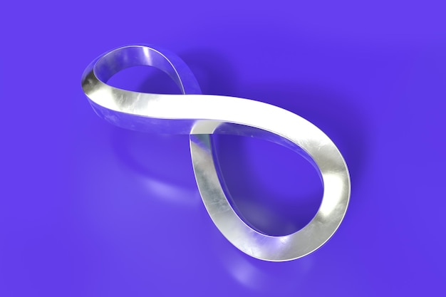 An Infinity Symbol Made Up of Shiny Metal Square Tubing on an Violet Background 3d Rendering