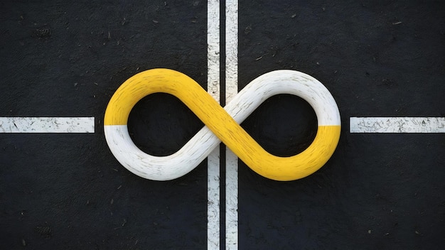 Foto infinity symbols in the form of a road with white and yellow line