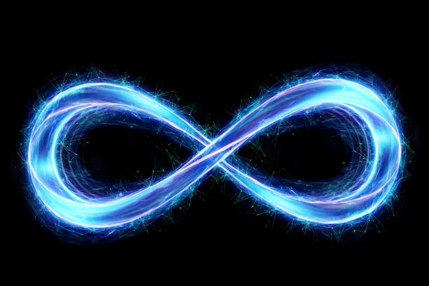Infinity teken hologram in blauw geïsoleerd