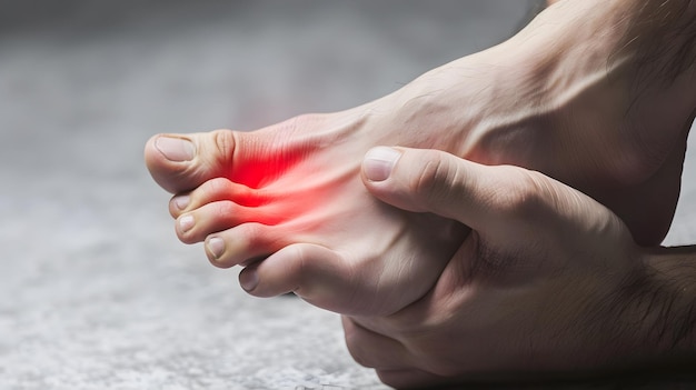 Photo inflammation at foot concept of foot pain