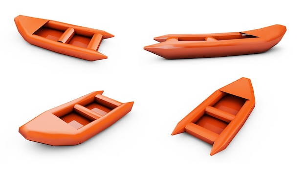 Photo inflatable boat 3d rendering