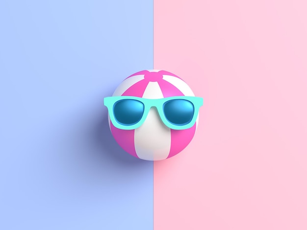 Inflatable circle on a pink and blue pastel background Summer vacation concept Minimal abstract wallpaper concept Velvet season Flat lay 3d render