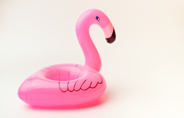 Inflatable little flamingo on an isolated