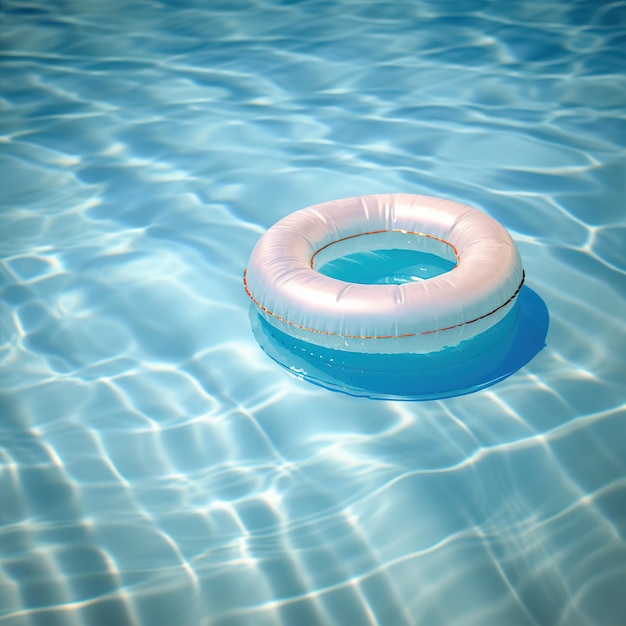 Inflatable mattress in the pool Inflatable ring in a swimming pool