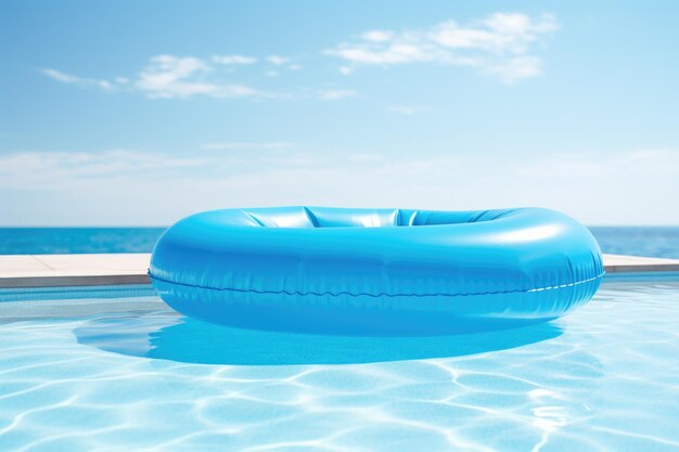 An inflatable pool float is pictured in the middle of a swimming pool This image can be used to showcase a fun and relaxing summer pool party or to promote pool accessories and leisure activities