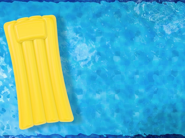 Inflatable raft floating on pool top view