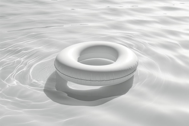 an inflatable ring floating in a pool of water