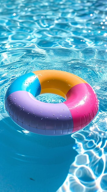 Inflatable Ring Floating in Pool of Water