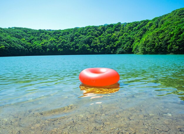 An inflatable ring in a lake on a sunny day ai generated