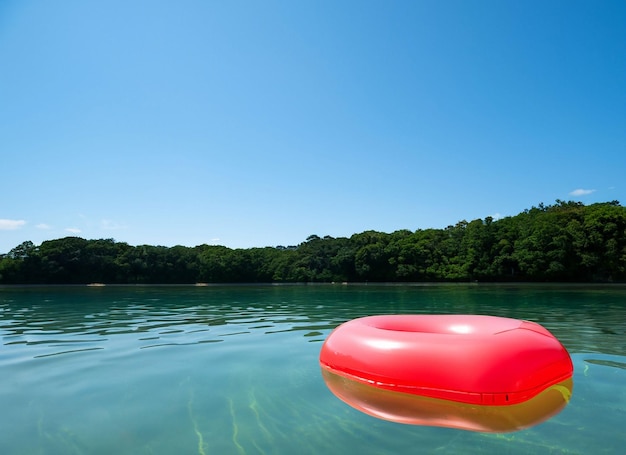 Foto un anello gonfiabile in un lago in una giornata di sole ai generato