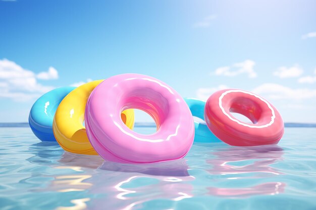 Inflatable swim tubes on isolated background