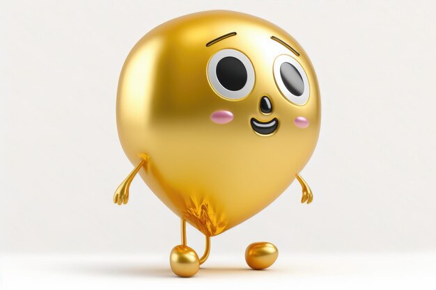 Inflated foil balloon character on white background