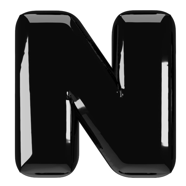 写真 ブラック・レター (n) 3dレンダリング ラテックス・バブル・フォント グラフィック・タイプ・タイポグラフィー abc・クリパート・アルファベット
