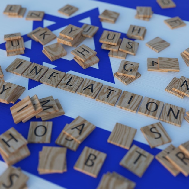 Foto inflatie in israël met scrabble-letters