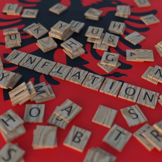 Foto l'inflazione in albania con le lettere di scrabble