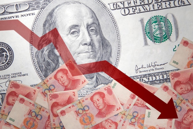 Photo inflation chinese yuan against the backdrop of the us dollar