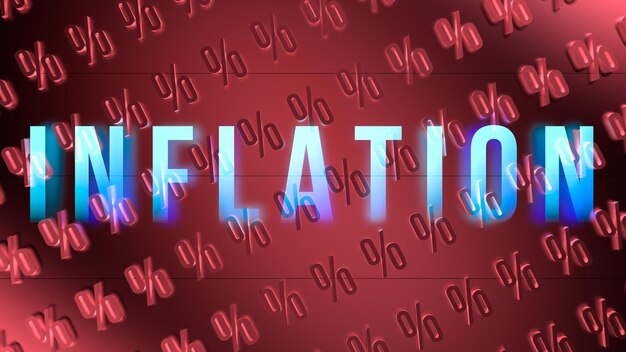 Inflation concept The word inflation on the background of interest Depreciation of money debt price 3D render