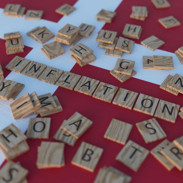 Foto l'inflazione in danimarca con le lettere di scrabble