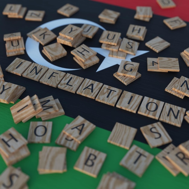 Foto inflazione in libia con le lettere di scrabble