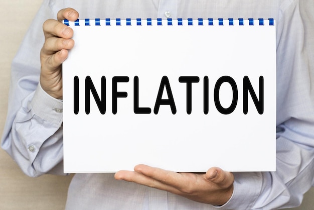 INFLATION word onwhite sheet world economics and inflation