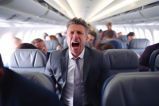 Inflight Business Panic Fearful Passenger