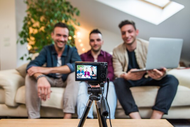 Influencers vlogging from home