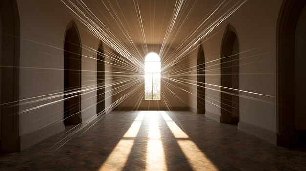 An influx of brilliant light rays streaming into a room filling it with a dazzling radiance