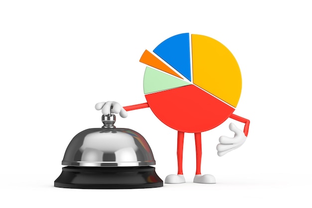 Info Graphics Business Pie Chart Character Person with Hotel Service Bell Call 3D Rendering