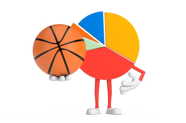 Info Graphics Business Pie Chart Karakter Persoon met Rode Retro Megafoon 3D-rendering