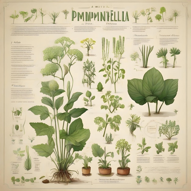 Pimpinella pruatjan 식물에 대한 인포그래픽 영감