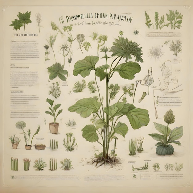 Инфографическое вдохновение о растении Pimpinella pruatjan