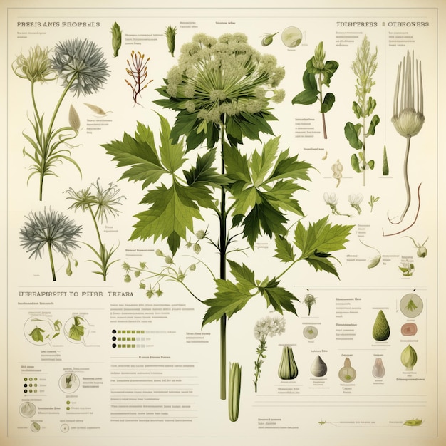 Foto infografica di ispirazione sulla pianta pimpinella pruatjan