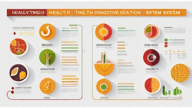 Foto infographic over een gezond spijsverteringsstelsel