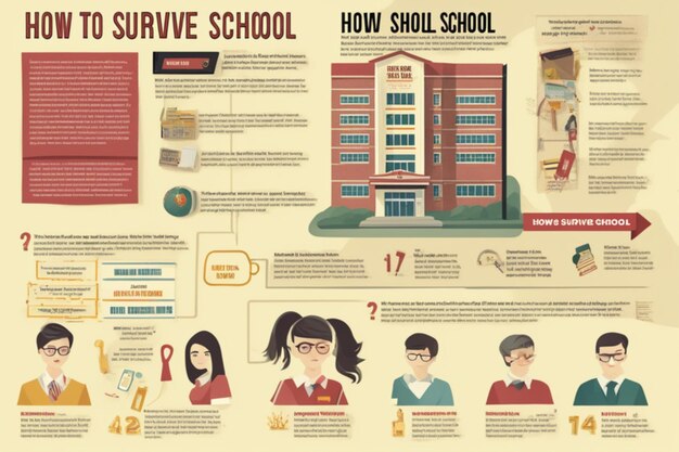 Photo infographic school template design