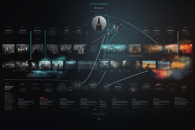 Foto infografiche che presentano la cronologia storica di 00346 03