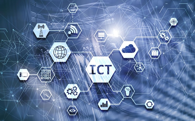 Foto informatie- en communicatietechnologieproject 2020 supercomputer onscherpe achtergrond