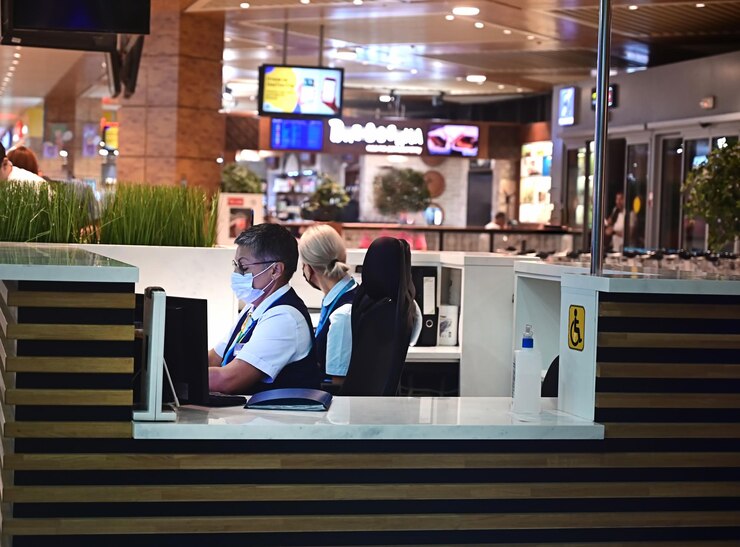 Photo information counter at the airport
