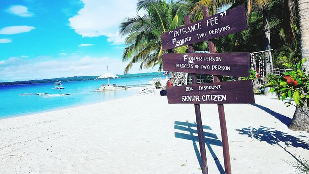 Information sign on beach